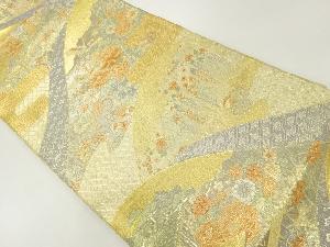 佐賀錦遠山に屋敷風景・花鳥模様織出し 袋帯